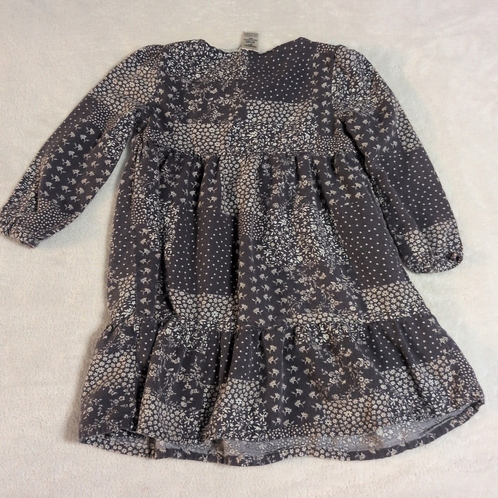 OshKosh B'gosh Floral Long Sleeve Dress Set 4T Navy Mustard Excellent 2pc Bundle - Picture 4 of 7